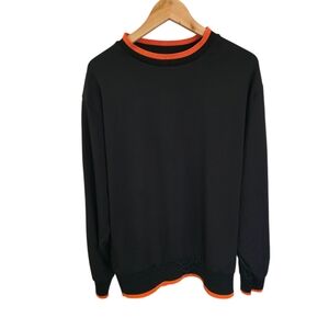 Collusion Track Long  Sleeve Stripes Shirt Black Orange Size XS